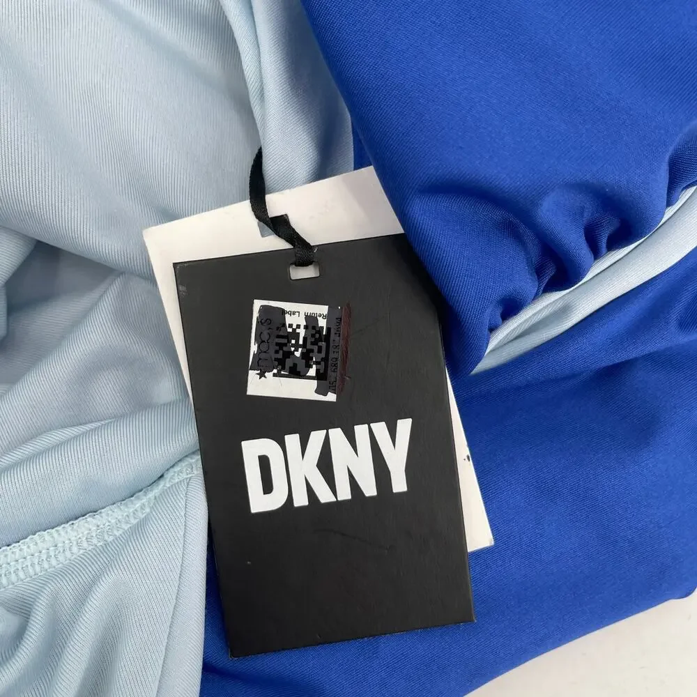DKNY Lapis Swimsuit Size 16 Plunge Colorblock One Piece Plus Curvy Swim Blue NWT - Picture 5 of 16